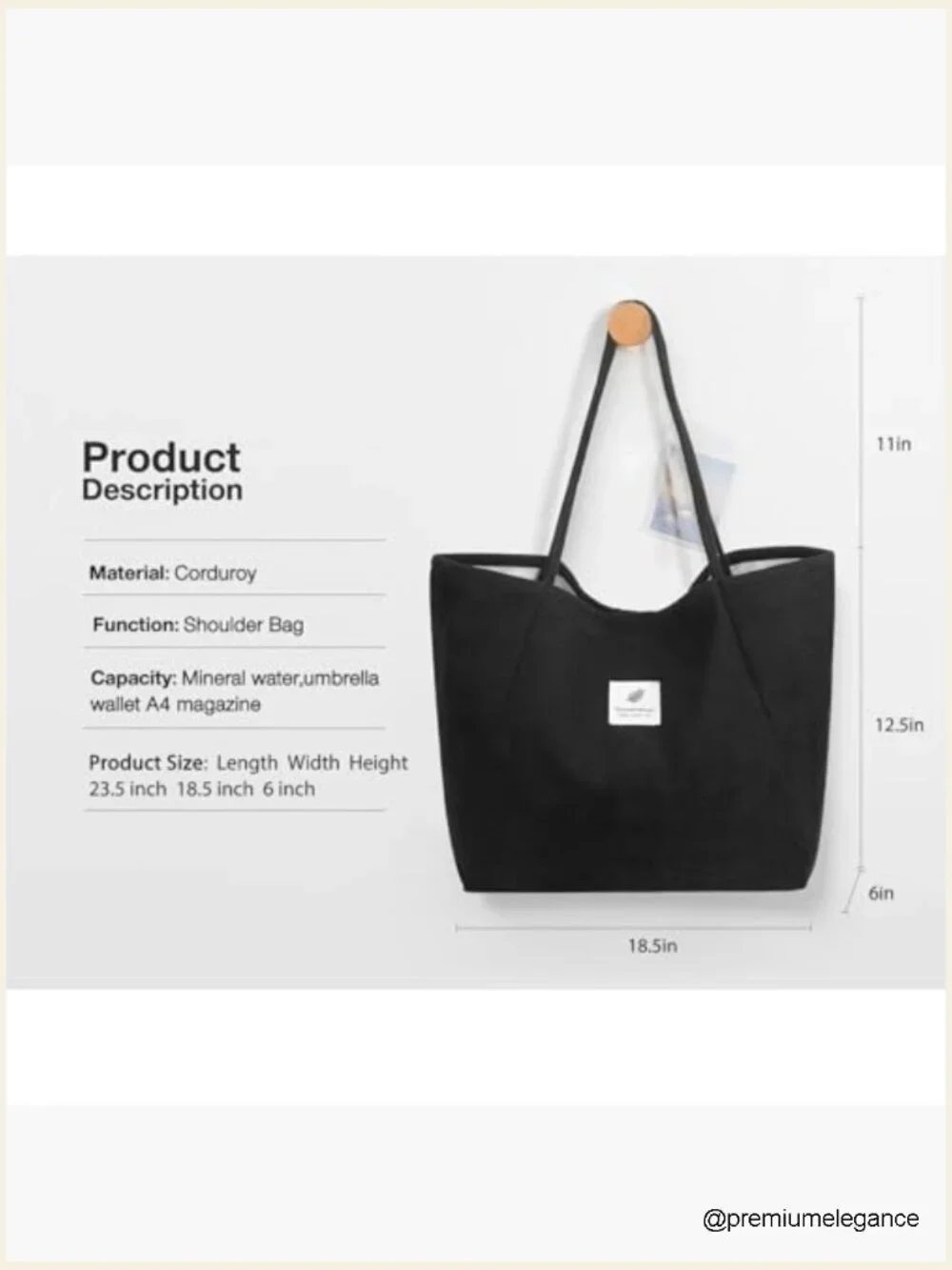 Large Corduroy Tote Bag for Women Travel Work Beach Grocery Shopping Handbag